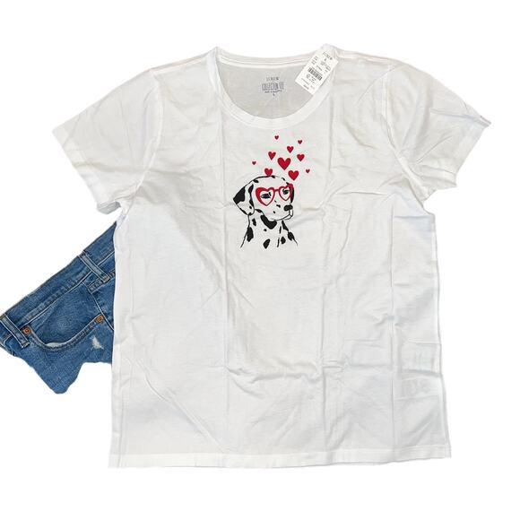 NWT J. Crew White W/Heart Dalmatian Graphic Tee - Picture 2 of 9